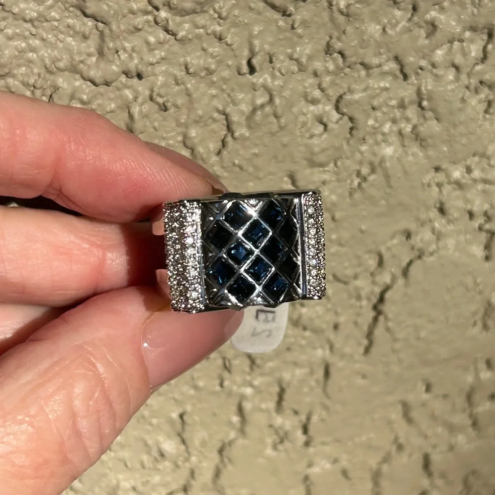 Camille Lucie Sapphire Double Band Mosaic Statement Ring